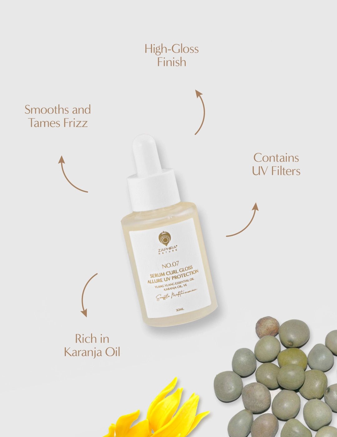 Serum Curl Gloss Allure Uv Protection - Zaphira Nature