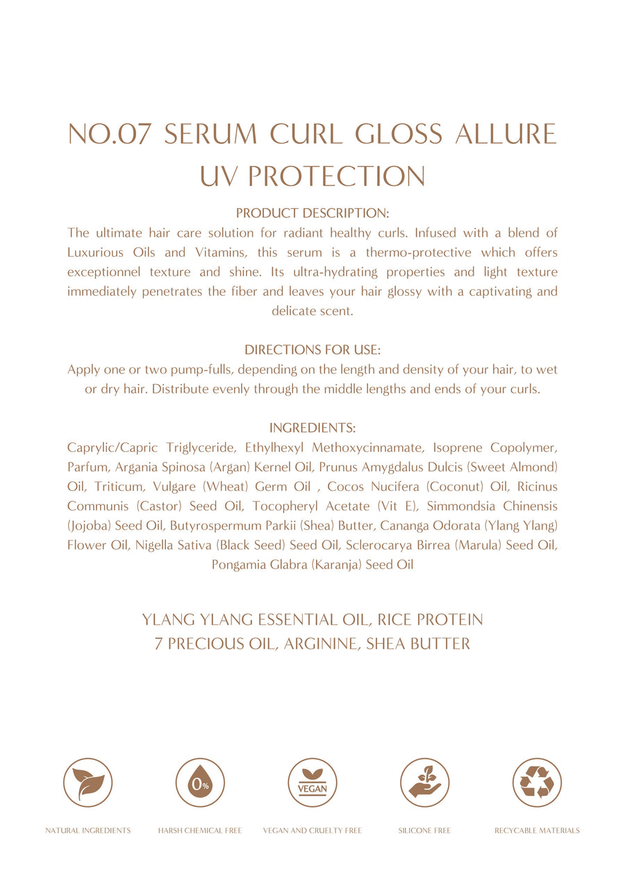 SERUM CURL GLOSS ALLURE UV PROTECTION - Zaphira Nature